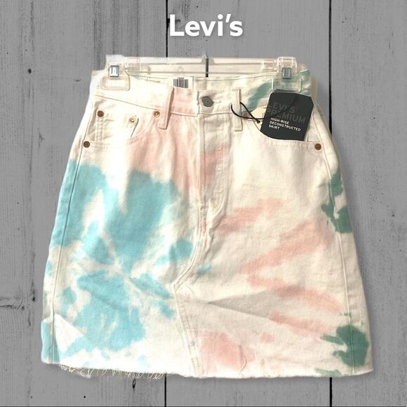 Levi's Deconstructed Tie Dye Denim Skirt (Juniors)‎ - Picture 1 of 13